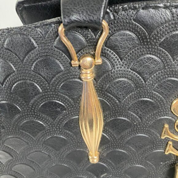 Sensin Women's Black with Gold-Tone Satchel Shoulder Bag Medium - Picture 4 of 6